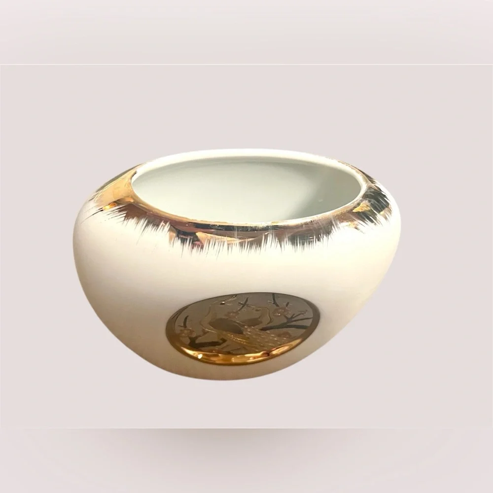 Japanese Chokin Art Vase – Peacocks & Cherry Blossoms